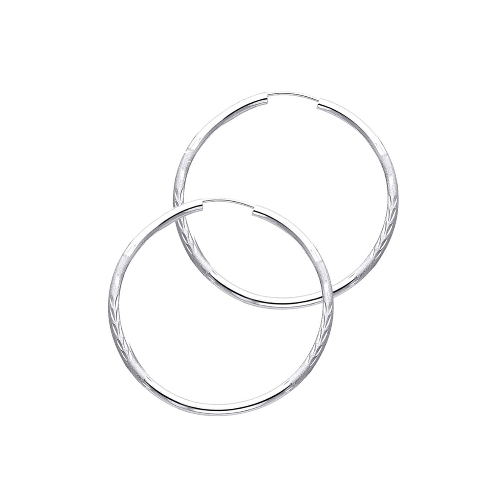 14K White Gold Diamond-Cut Satin Endless Medium